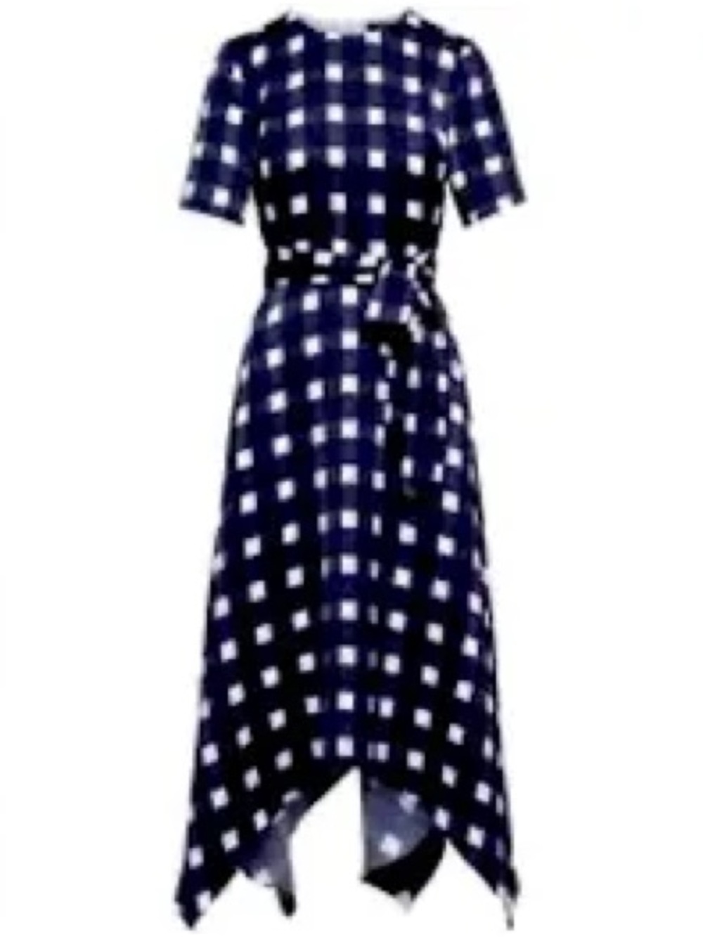 Banana Republic Navy and White Gingham Waist-Tie Dress